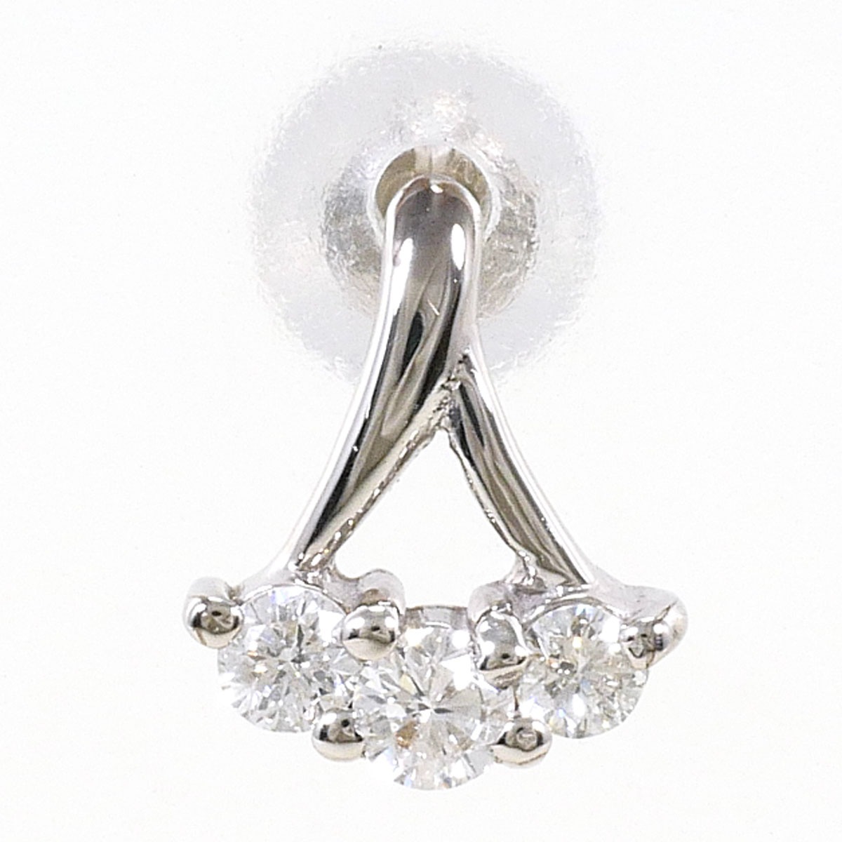 K18 18金 WG ホワイトゴールド ピアス(片耳) ダイヤモンド 0.10ct 総重量約0.4g ジュエリー 中古