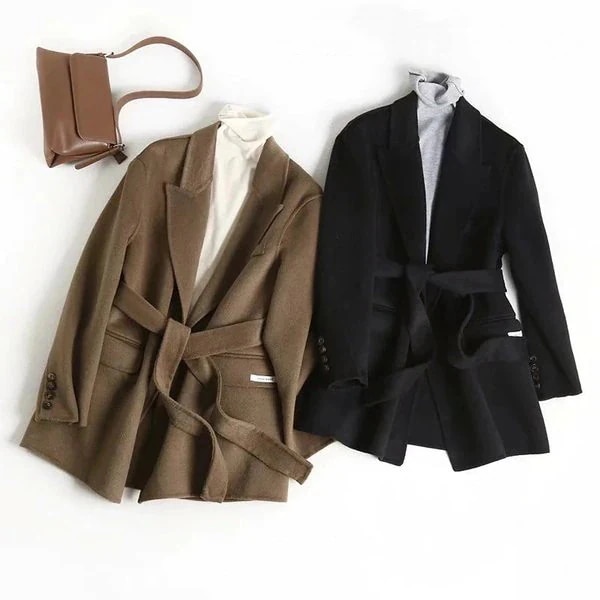 チェスターコート コート ウール レディース ショート丈 アウター オーバーコクーンコート ベルト