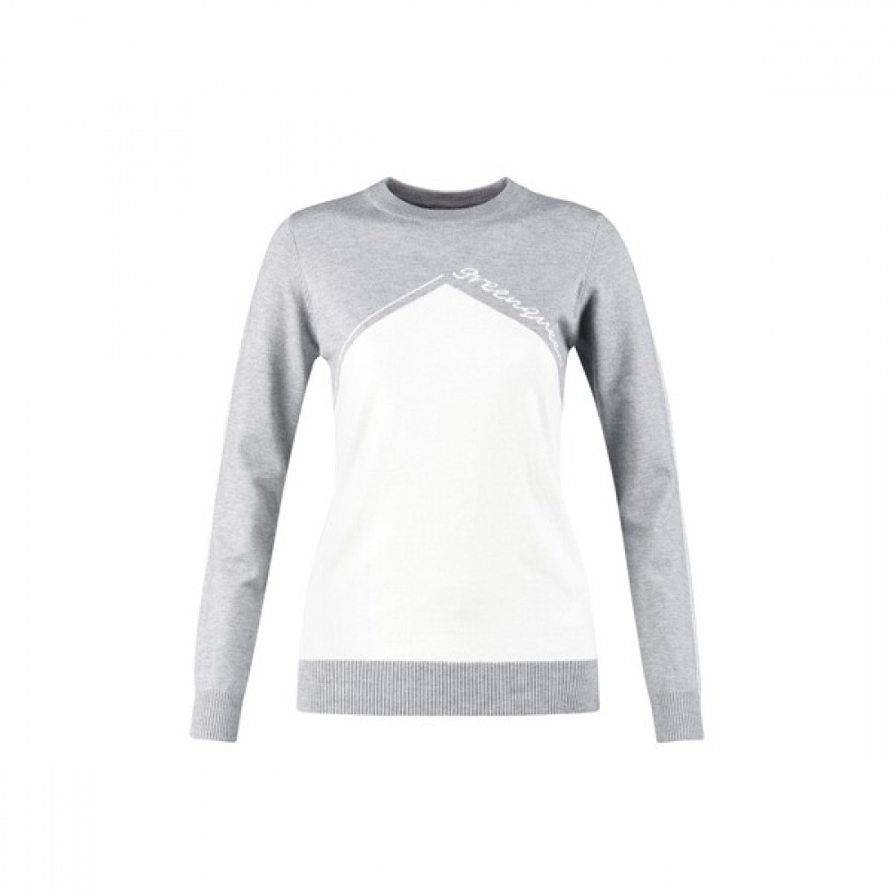 (ラックスゴルフ) ラックスゴルフグリーンクイーンレディースラウンドネック斜め長袖ゴルフニット GQ3A644W