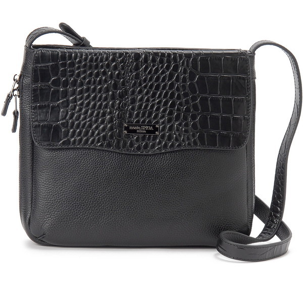 monte SPIGA モンテスピガ クロコ型押し牛革ショルダーバッグ MOSMTP029BK