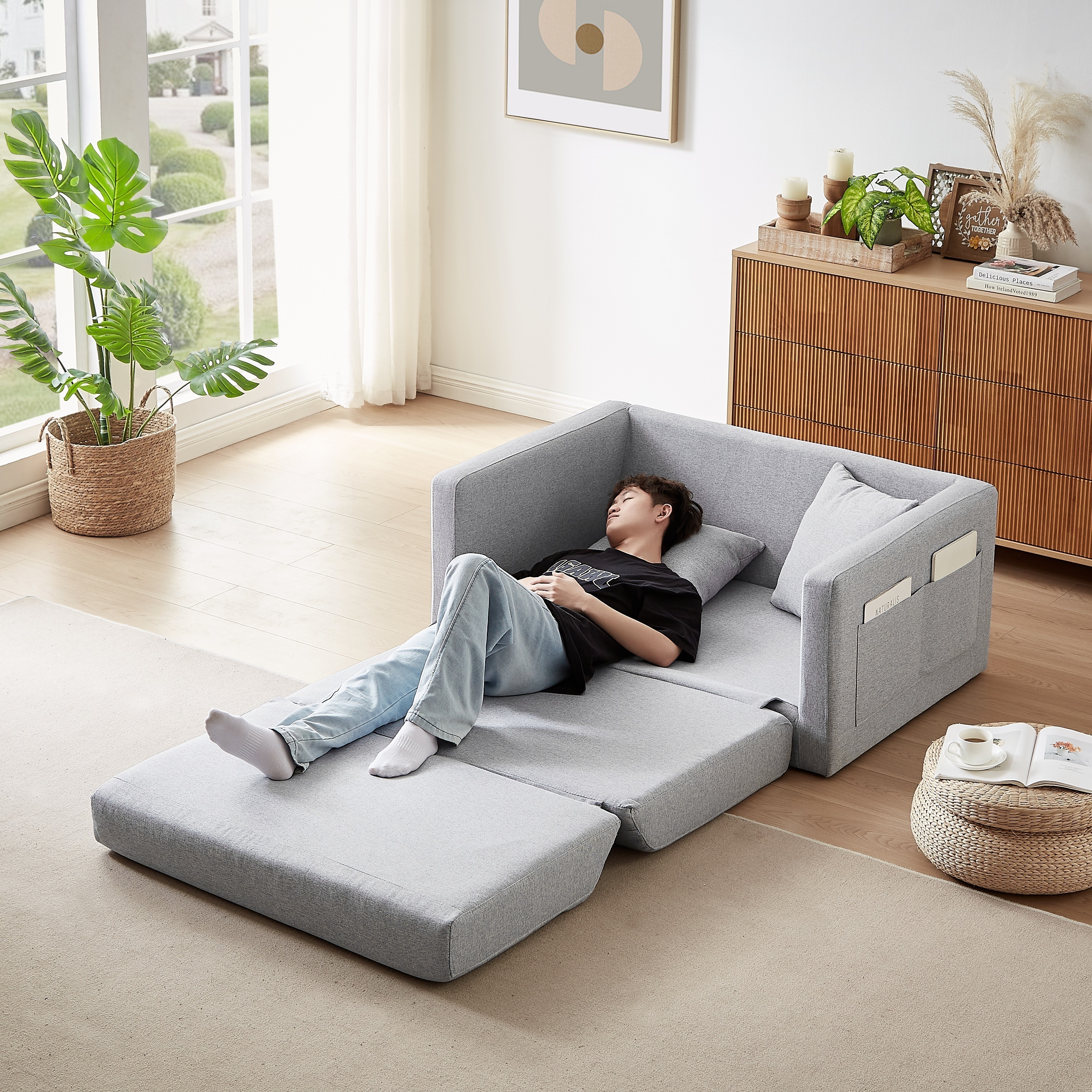 3日以内2 seater sofa ソファ 2人掛け 収納付き ファブリック 両側に肘掛け付き 木脚外し可能 ローソファ コンパクト ひとり暮らし カウチソファー W1082P151240【限定SAL