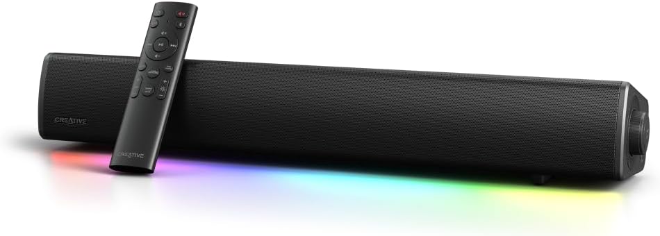 Sound Blaster GS5 LEDライティング 広がりのあるサウンド 60Wピーク BT/光入力/アナログ入力 リモコン付き PC ゲーミング サウンドバー SP-SBGS5
