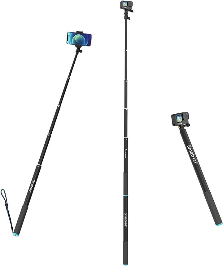自撮り棒 220CM 伸縮式5段階 43-220CM アルミ フロートストラップ付き スマホ Gopro Akaso Surfola Apexcam DJI等アクションカメラに適用