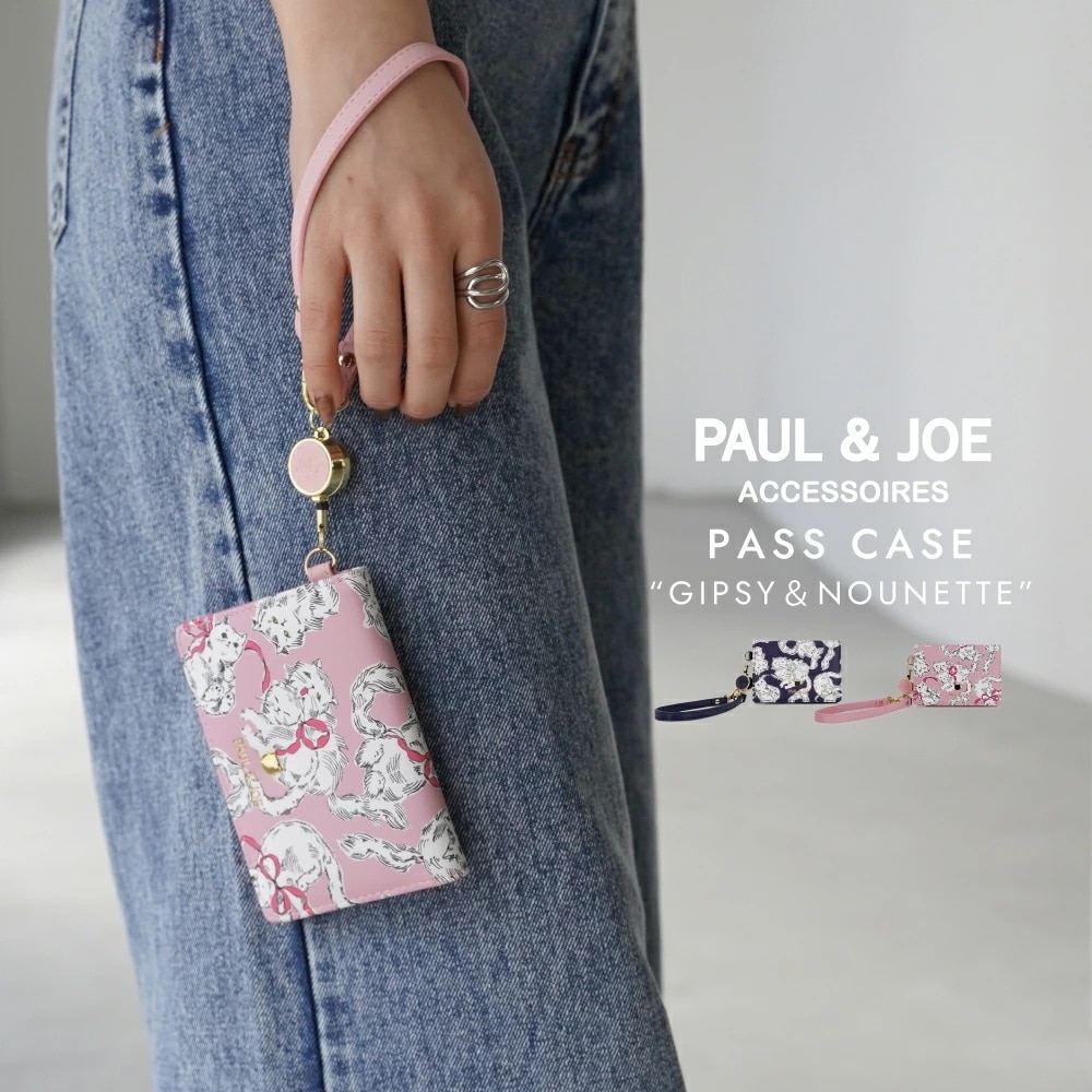 ポール＆ジョー パスケース 定期入れ レディース ブランド 二つ折り リール付き ジプシー＆ヌネット リボン 猫 ねこ PJA-W993 PAUL & JOE ACCESSOIRES ポールアンドジョ