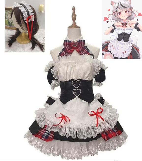 バーチャルYouTuber 沙花叉クロヱ メイド服 頭飾り付き コスプレ衣装 クリスマス アニメ イベント パーティ コスチューム変装 衣装 9,850円