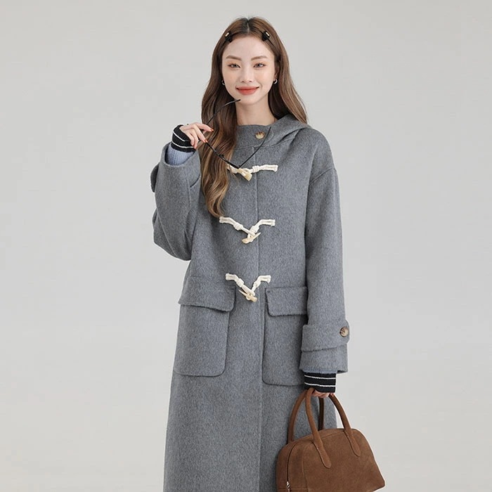 コート ダッフルコート レディース アウター ウール 韓国ファッション オーバーサイズ ロングコート ウールコート ロング フード付き 春 秋 冬 防寒 厚手 暖かい ウールコート 大きいサイズ カジ