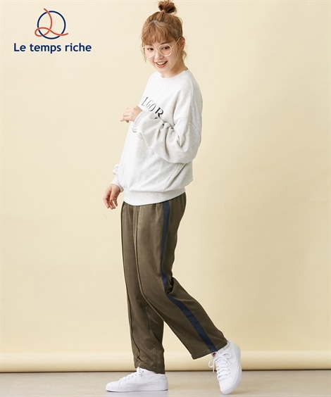 ロングパンツ ヴィンテージサテンサイドラインテーパードパンツ Le temps riche