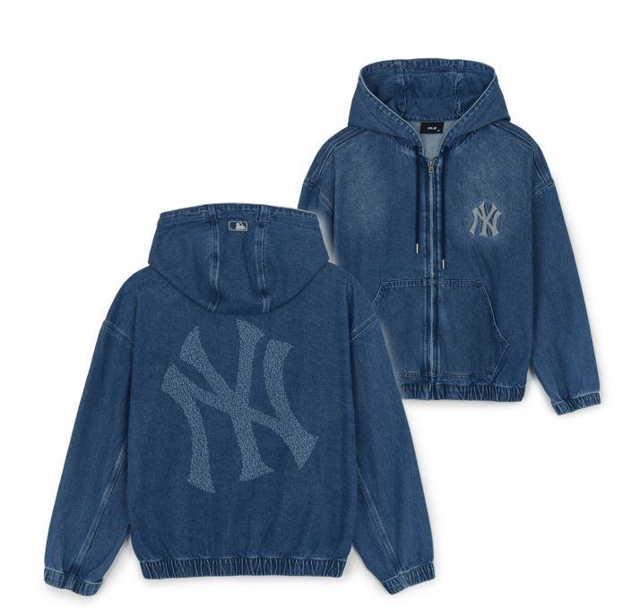 Basic Mega Logo Vintage Denim Hooded Jacket (3ADKB0354-50INS)