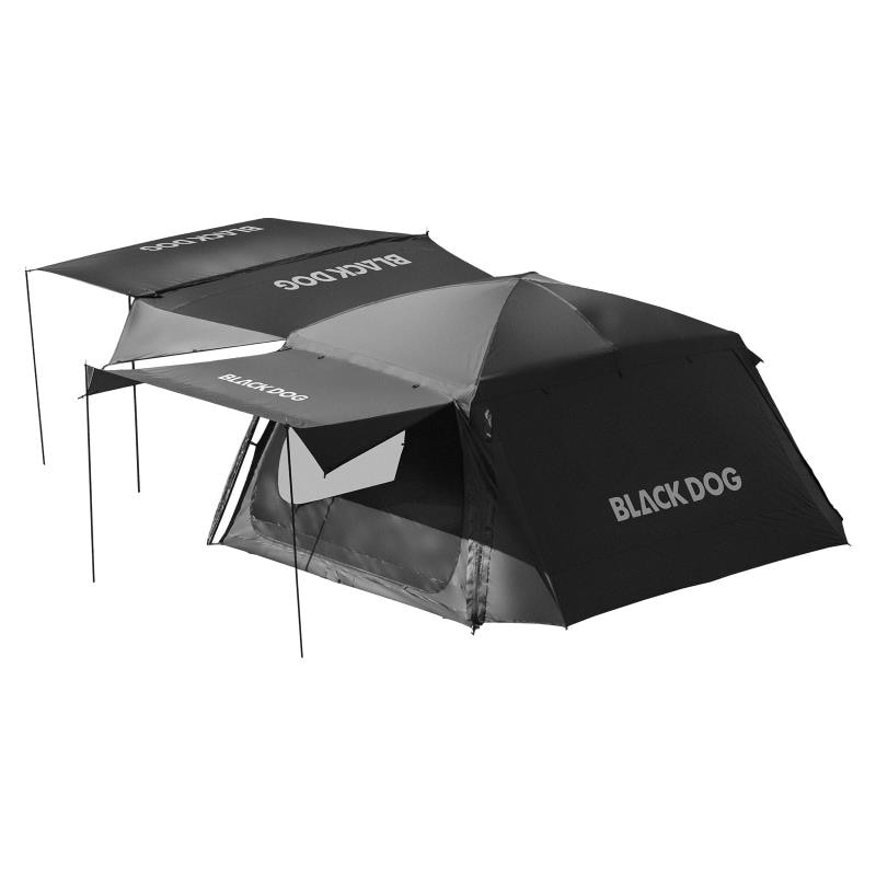 BLACKDOG 大型速設営テント 2ルーム仕切り可能 峯宛12.8 ブラックコーティング UPF50+ PU3000mm 高防水 4 面キャノピー + 拡張付き キャンプ用 ブランド: BLACK