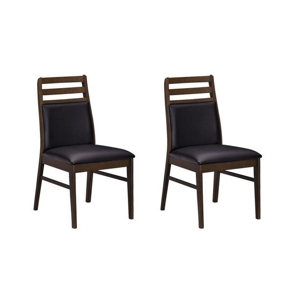 [2脚セット]ダイニングチェア PVC 木製 ダークブラウン [完成品]