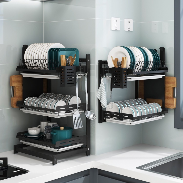 壁掛けスレスナップ多層食器収納ラックキッチン床置きカウンターパンチフボウル収納ラック