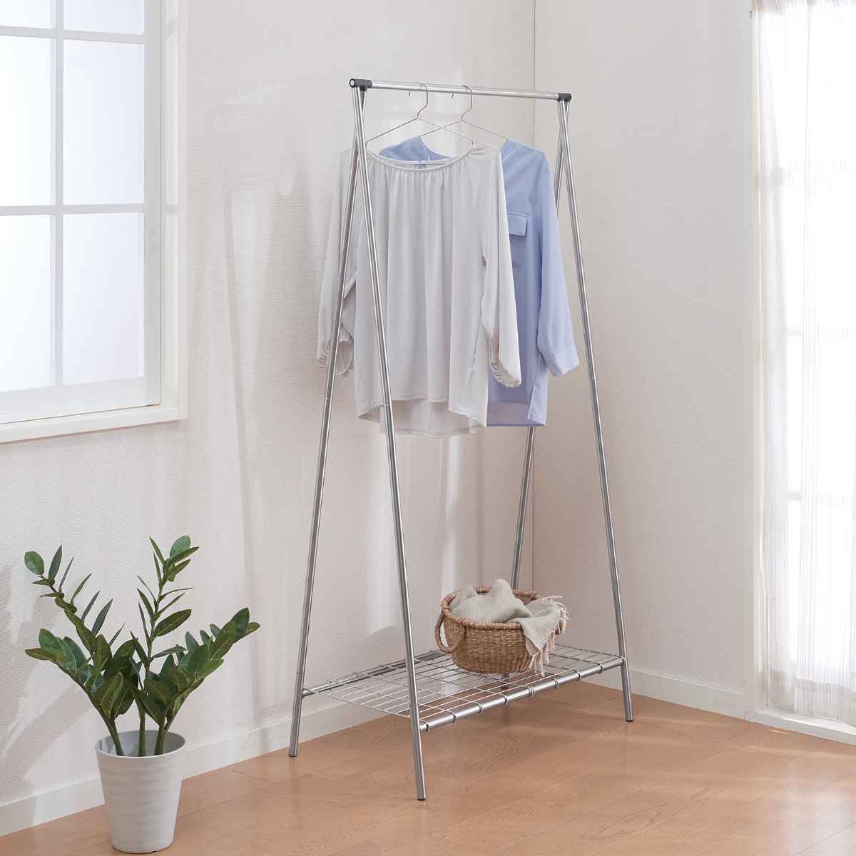 物干し 室内 ハンガーラックPOLISH インテリア物干し ポーリッシュ 洗濯物干し 室内物干し ランドリーラック 物干しスタンド スリム インテリア ステンレス ハンガーラック おしゃれ