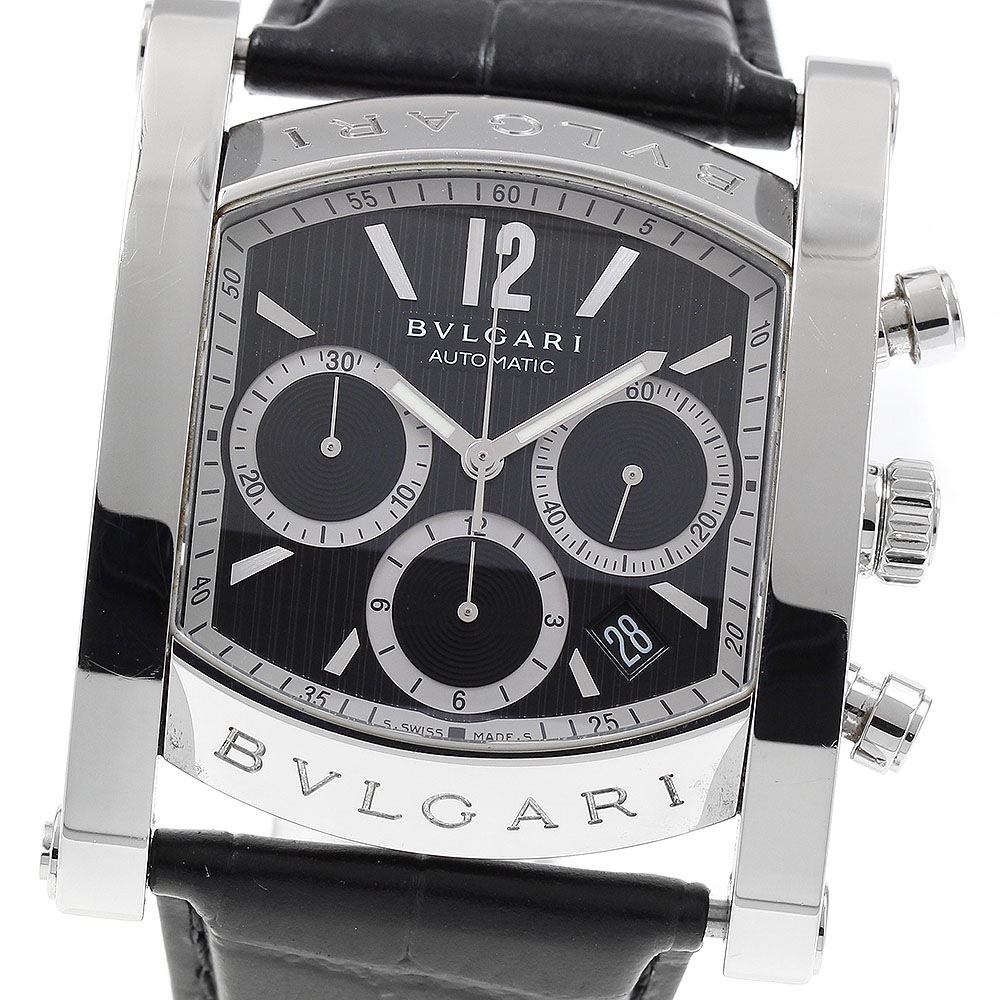 ブルガリ BVLGARI AA48SCH アショーマ デイト クロノグラフ 自動巻き メンズ 保証書付き_862175【中古】 70,293円