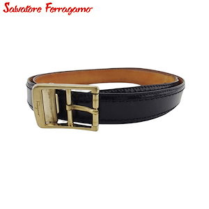 サルヴァトーレ フェラガモ ベルト 46サイズ メンズ ピン式バックル ロゴ入りバックル Salvatore Ferragamo 中古