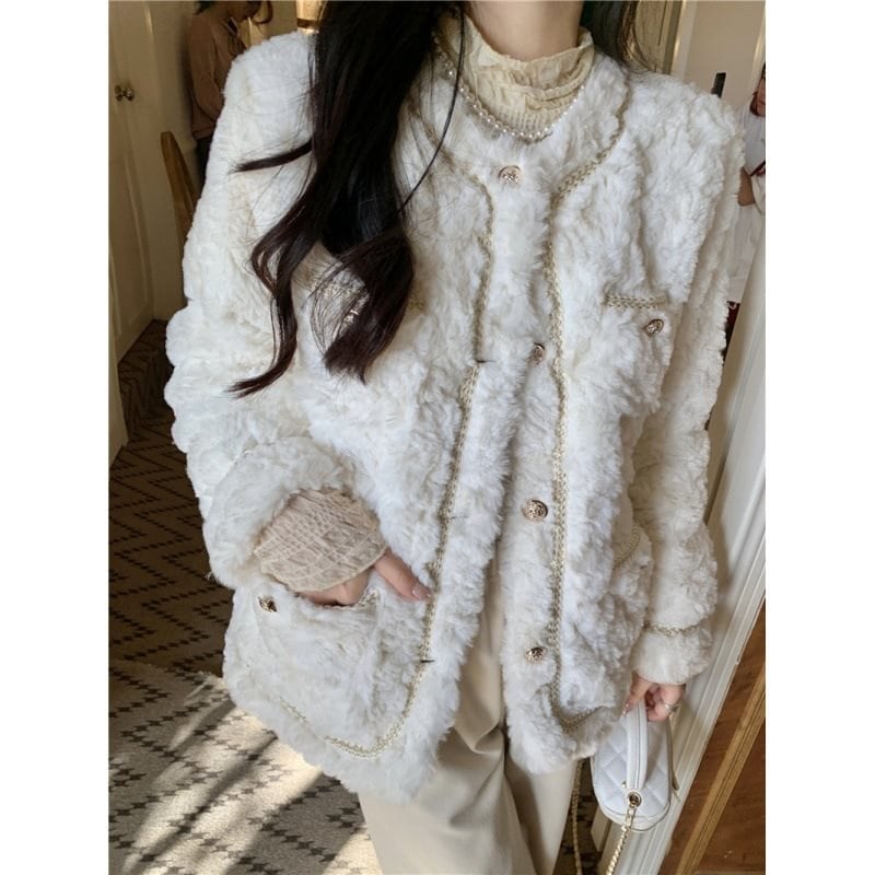 冬のリアルショット小香風コート毛皮ワンピースファー厚手コート女性セレブイミテーションファーコート