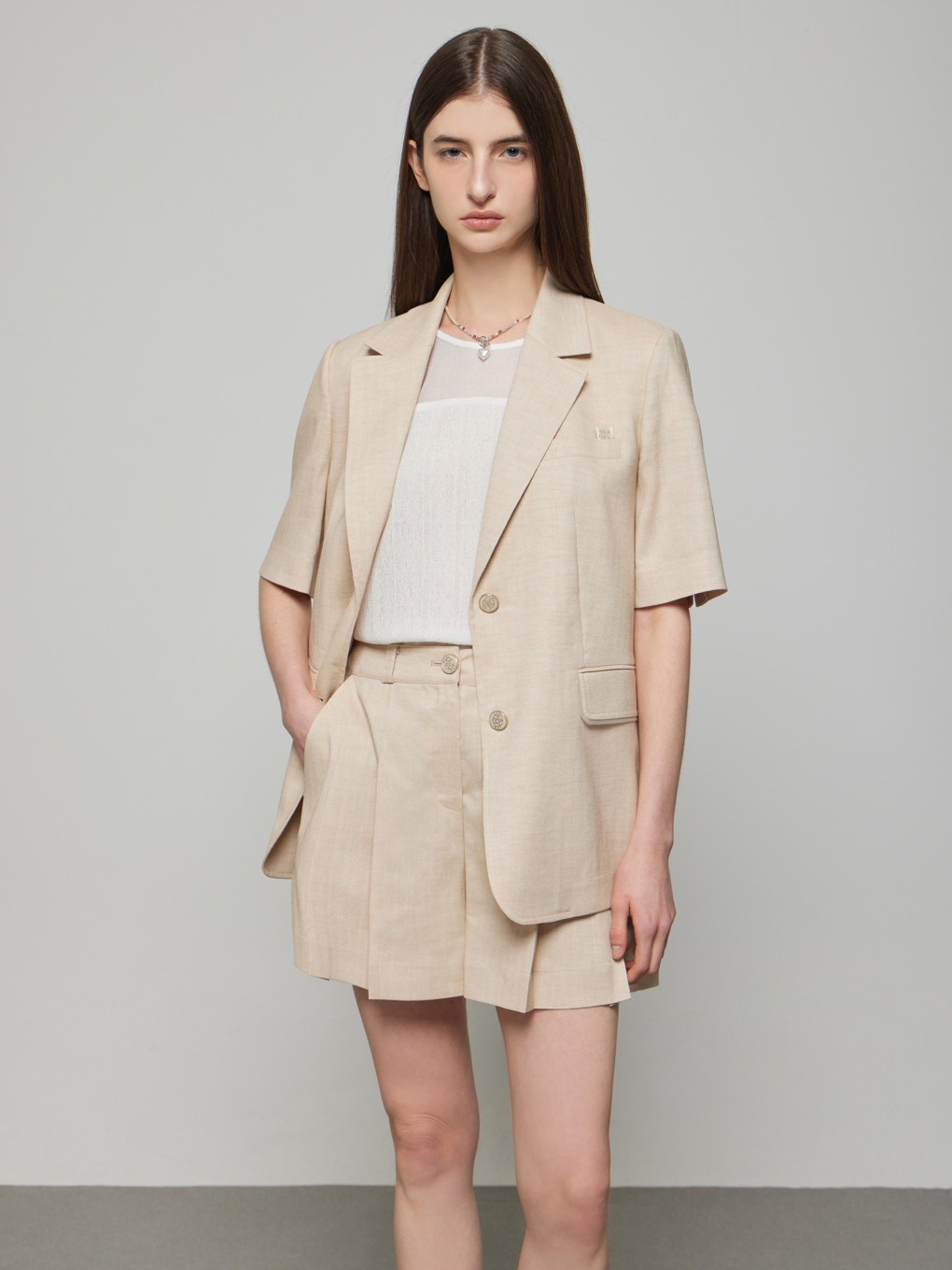 DEWL リネン 半そで セットアップ ジャケット
