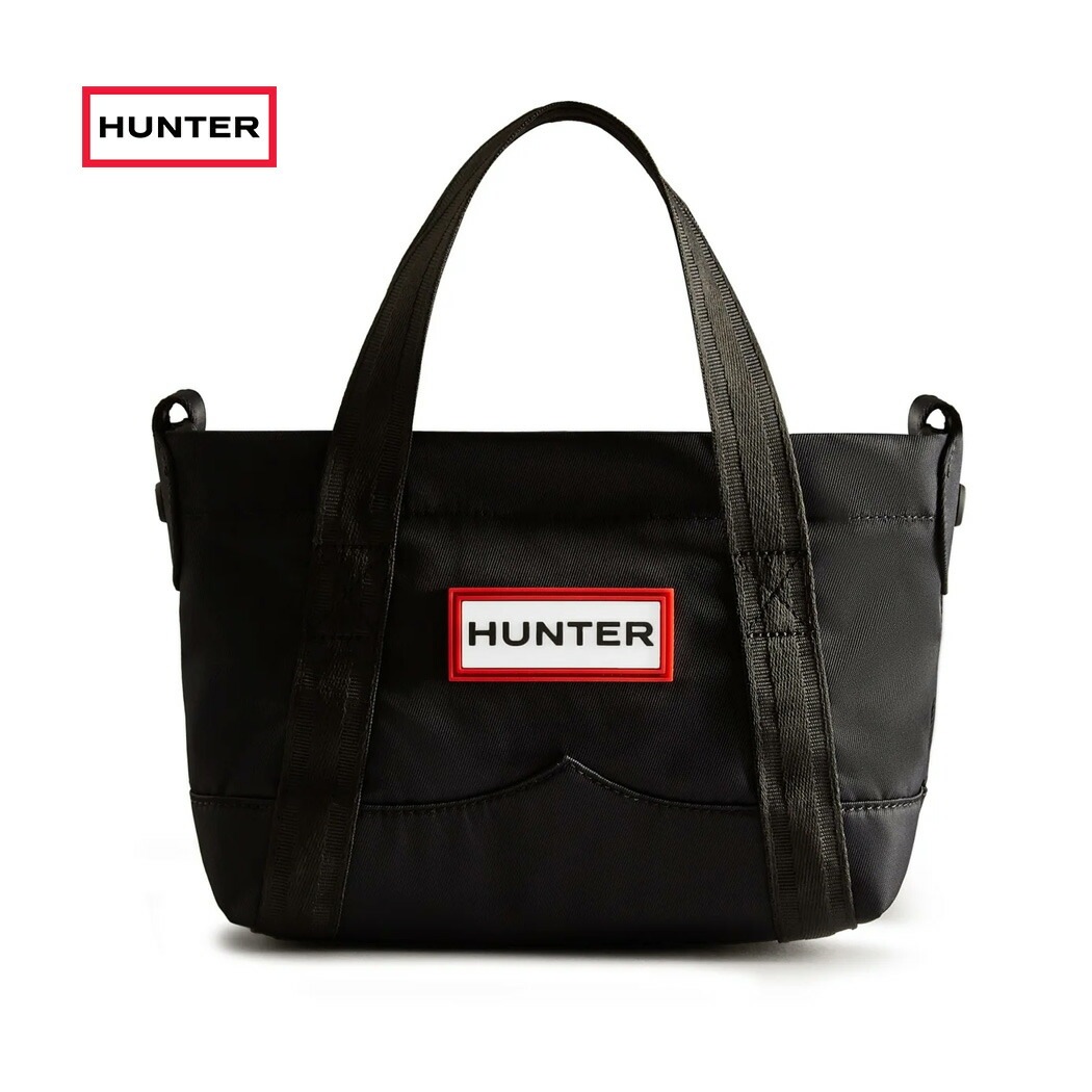 HUNTER ハンター ナイロン トップ クリップ トート バッグ NYLON TOPCLIP TOTE MINI BAG BLACK ( 鞄 手さげ ブラック 黒 レディース ウィメンズ UBS12