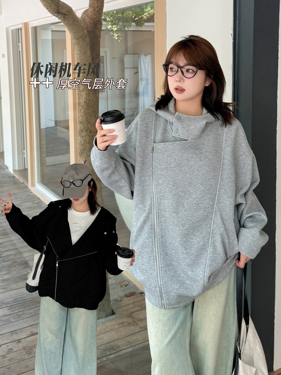 【激安販売】コート レディース アウター ジャケット 秋 冬 アシンメトリー ジップ ポケット リブニット 防寒 コクーン モード 異素材 ファスナー フェイクレザー 着回し 【7
