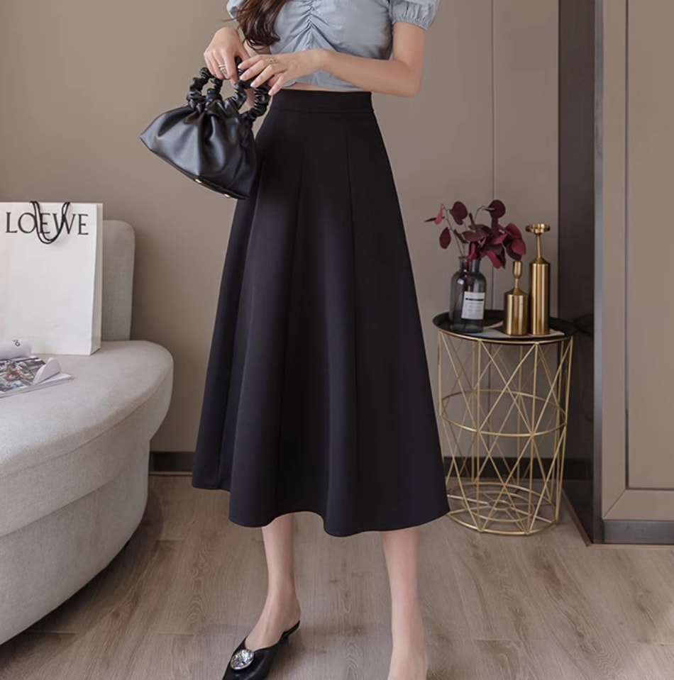 スカート レディース ボトムス フレア フレアスカート ロングスカート ミモレ ロング Aライン フェミニン ウエストマーク かわいい 大人可愛い きれいめ シンプル カジュアル かっこいい ラフ