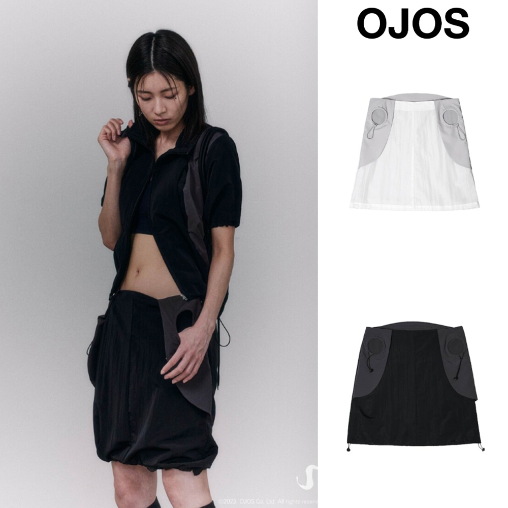 [OJOS] String Hole Midi Skirt