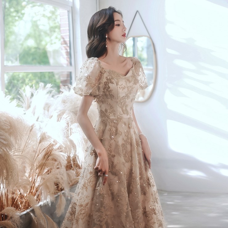 バルーンスリーブミディ丈ワンピース パーティードレス 結婚式 ワンピース フォーマル 披露宴 卒業式 入学式 発表会 二次会 20代 30代 40代 大人 レディース 春 夏 秋 冬