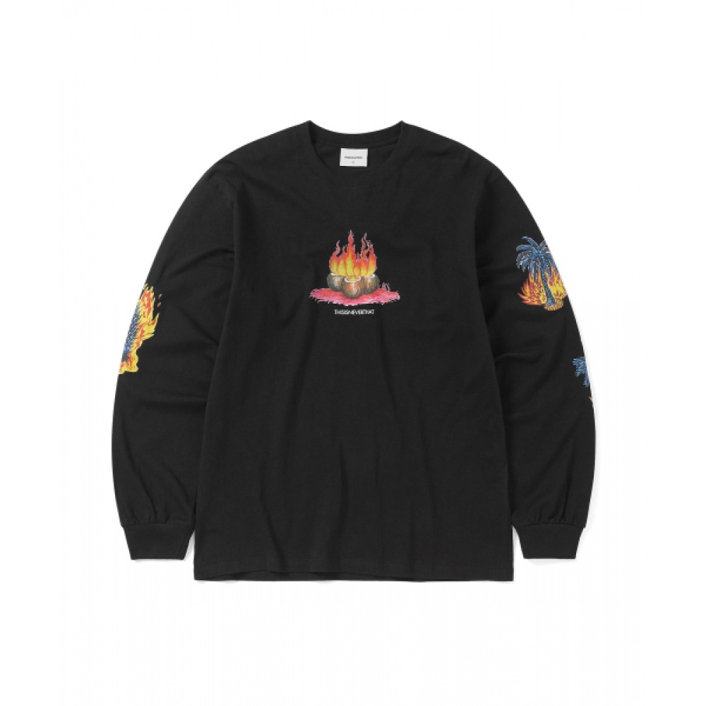 これはネヴァーザットバーニングパームツリー L/S Tシャツオフブラック