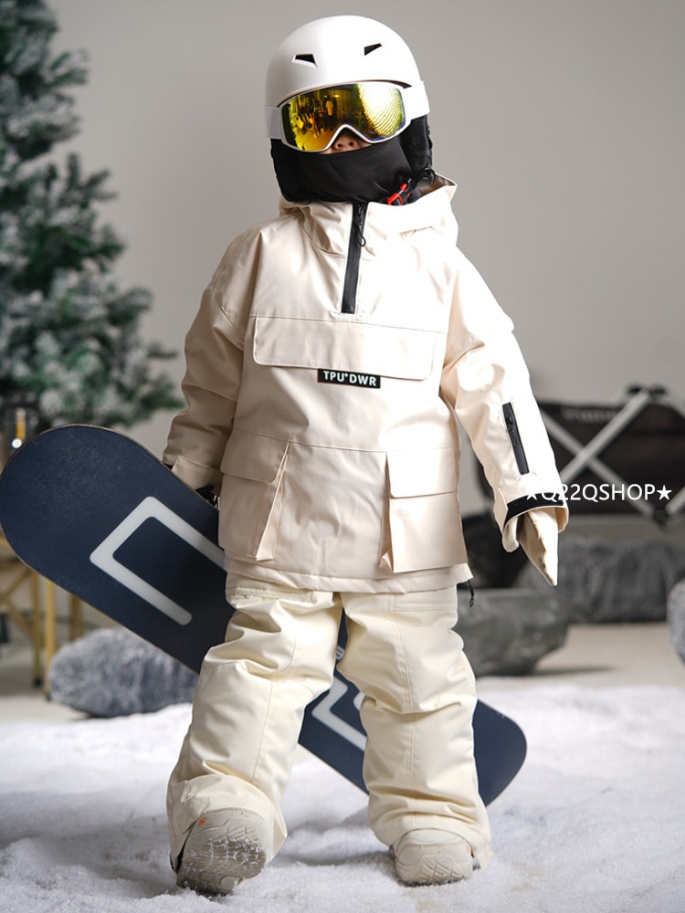 スノボウェア 2025 上下セット キッズ 子供 ベビー服 ジャケット アウター 白 オーバーオール つなぎパンツ ズボン スノーボードウェア スキーウェア 防寒着韓国風 女の子 男の子 こども
