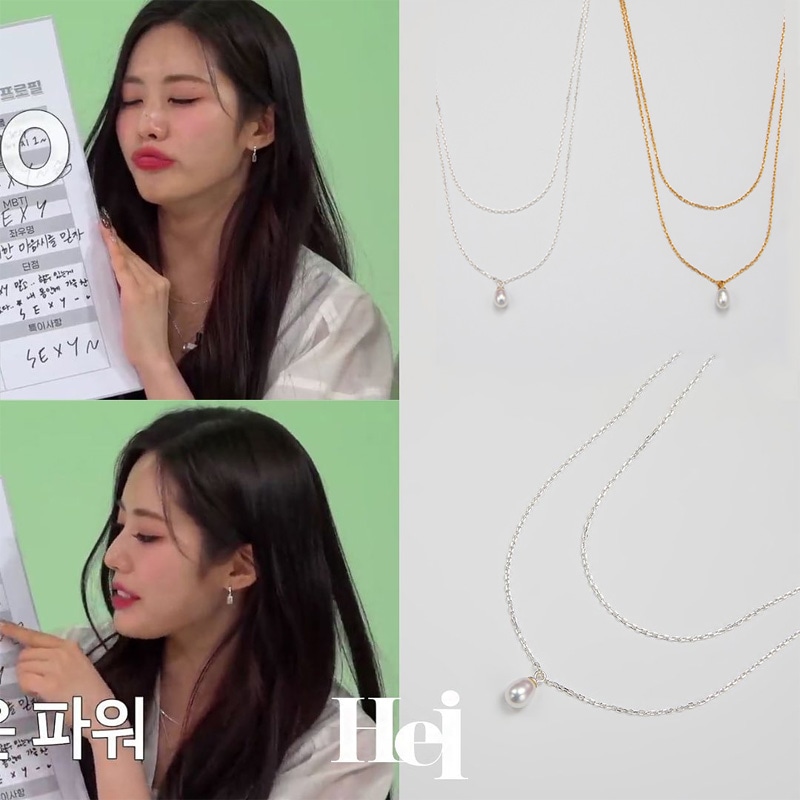 MONSTA Xミニョク fromis_9ジウォン&ギュリ着用/ソフト パール レイヤードネックレス(2color)