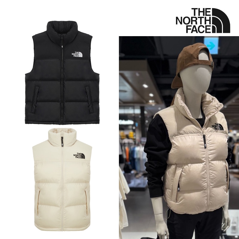 NV3NR50 NUPTSE ON BALL VEST メンズ 防寒 保温 軽量 合成中綿 スタンドカラー ハイネック フルジップ 日常 通勤通学 秋冬 ベージュ ブラック 快適 便利 着回し 暖かい