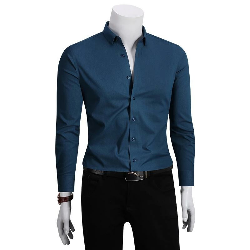 シャツ メンズ フォーマル ビジネス 春秋 長袖 トップス スーツ ネイビー ブルー ピンク