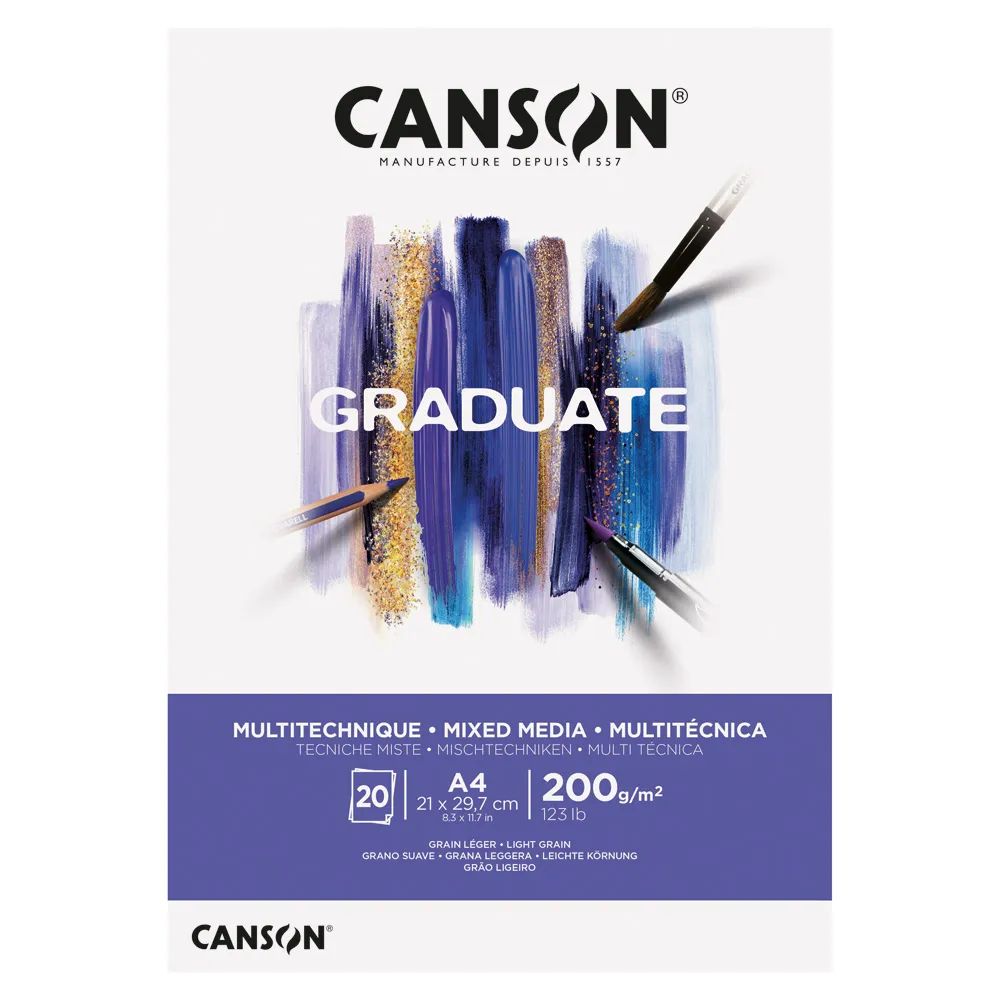 （まとめ買い）スケッチブック キャンソン グラジュエイト パッド ミックスメディア ホワイトペーパー A4 20枚 C400110377 [x3]