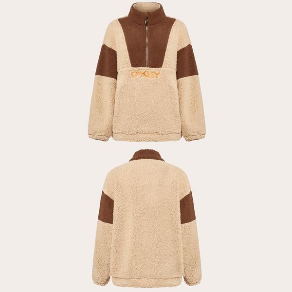 ウーマンズハーフジップアップフリースブラウン スクールルック 楽に着られるデイリーファッション アウトドアジャケット キャンプルック ジャンパー