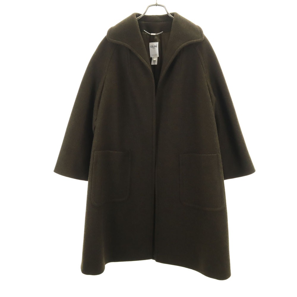 フランス製 カシミヤブレンド メルトン コート 40 カーキ レディース