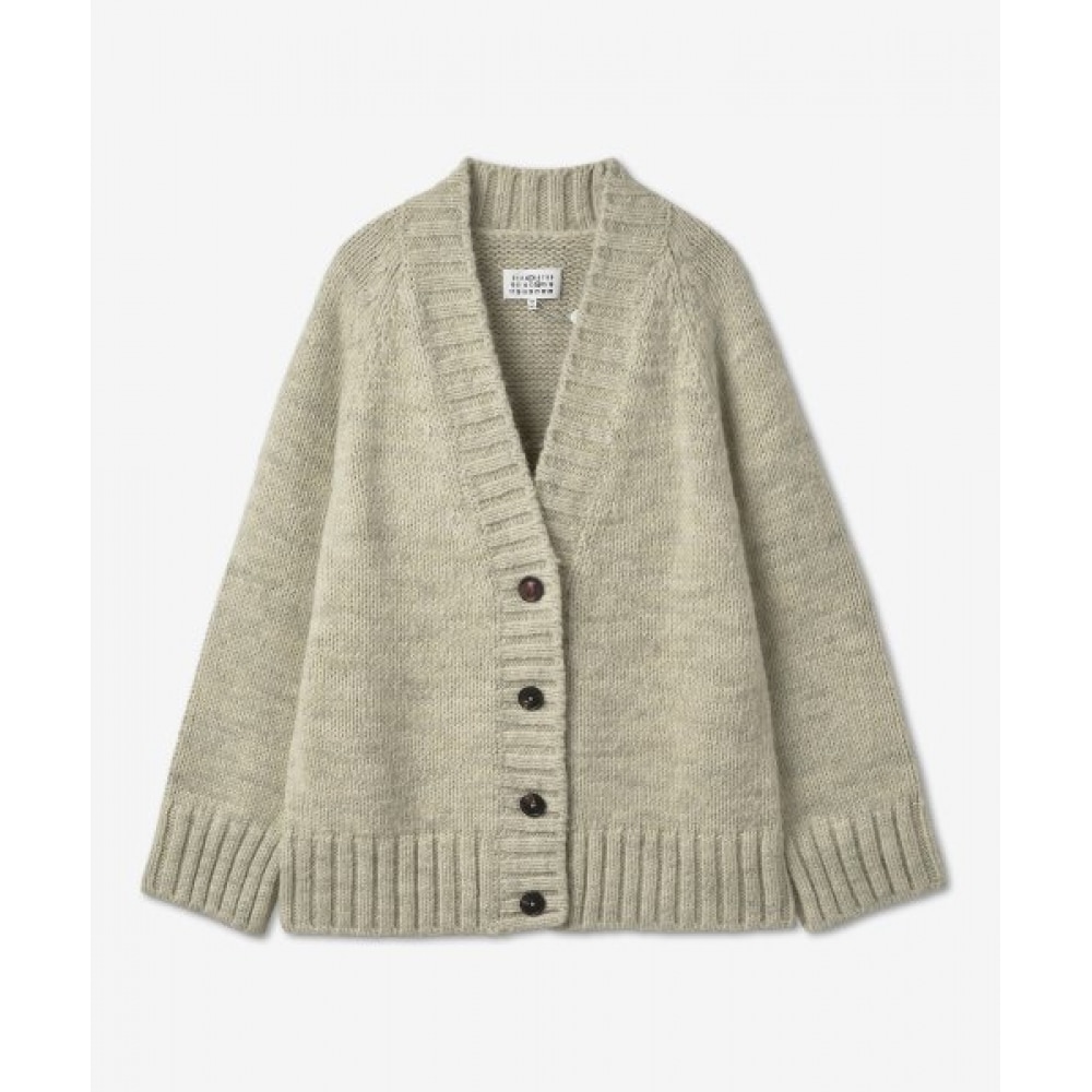 MAISON MARGIELA 女性用ボタニカル染料 V ネックニットカーディガン-ピスタチオ/SI0GP0004S17802709M