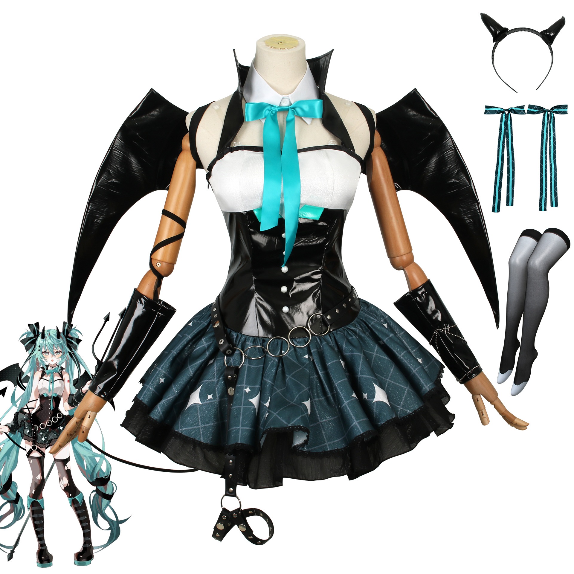 文化祭 イベント 学園祭 ハロウィン コスチューム コスプレ衣装 Miku Hatsune 初音ミク （ボーカロイド） VOCALOID スーツ ハロウィン 2023年新作入荷コスプレ