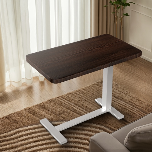 昇降式 ベッドテーブル 引き出し付き キャスター&カップホルダー 耐荷重30kg 高さ調節可能 サイドテーブル 介護 在宅ワーク ソファーテーブル