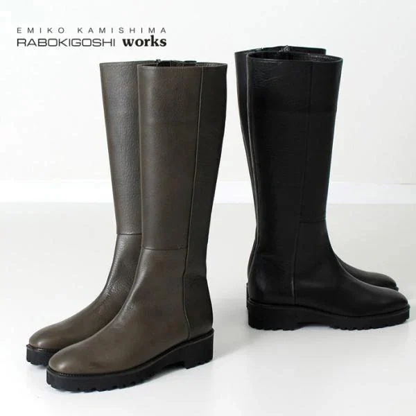 RABOKIGOSHI works ラボキゴシ ワークス ブーツ レディース ロング丈 ヒール タンクソール12490 靴 本革 日本製 レザーブーツ セール