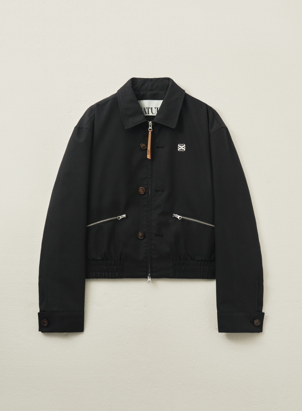 【SATUR】(W) TEO COTTON COLLAR SHORT JACKET : RESORT BLACK