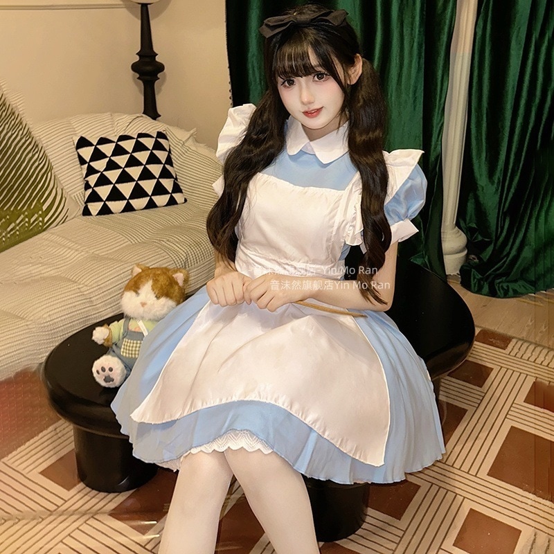 正規品:仙境アリスコスプレワンピースかわいい空色ロリータメイド服アニメショー