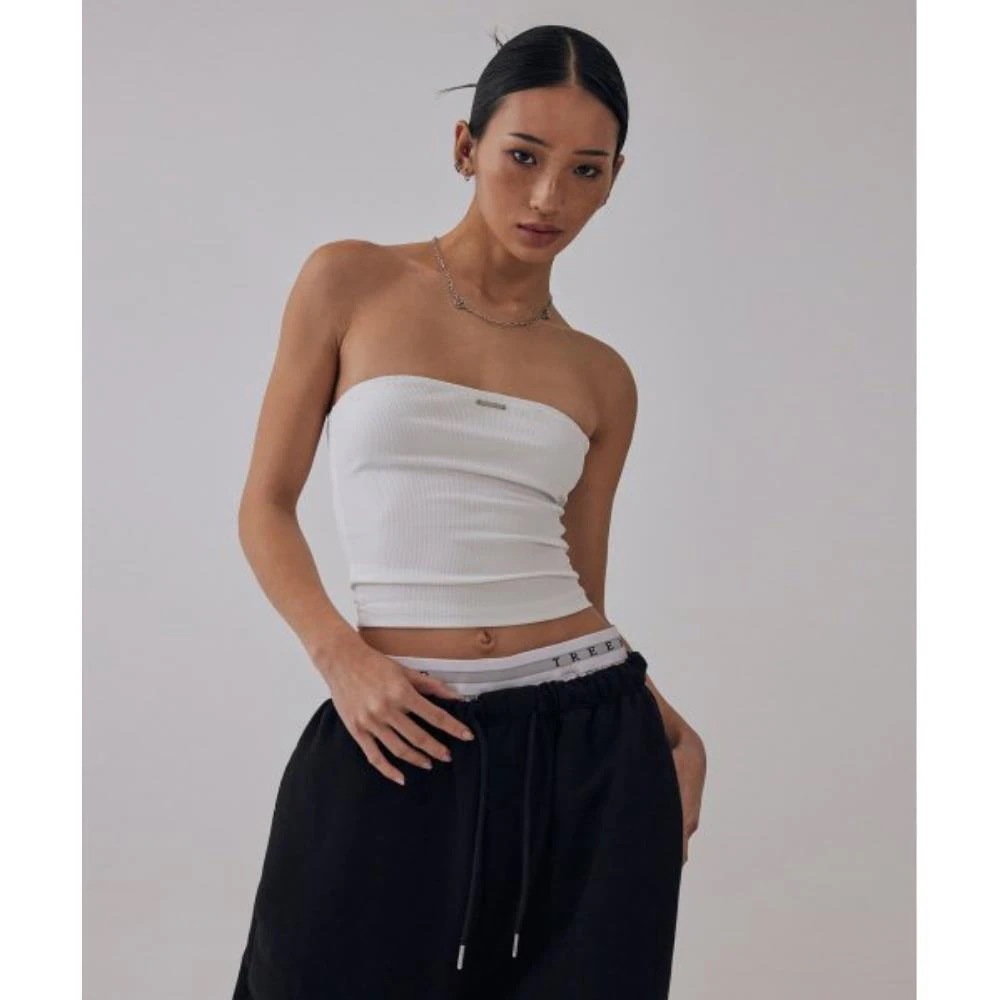 TREEMINGBIRD Basic Ribbed Crop Tank Top White TMB246SL