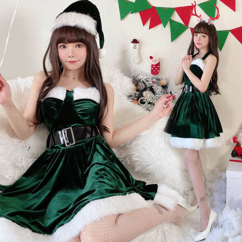 日本のサンタクロース赤いセクシーな蝶のチューブトップドレスクリスマス衣装女性のクリスマスの服国境を越えた外国貿易