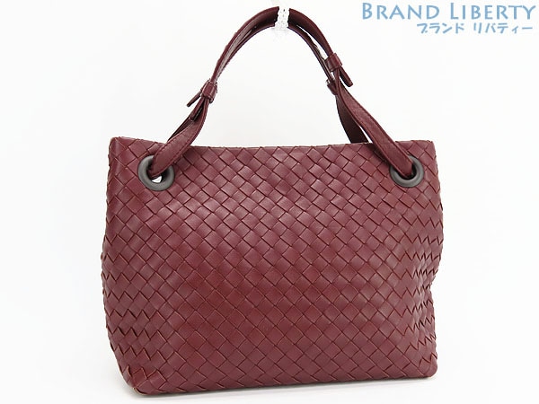 美品ボッテガヴェネタイントレチャートスモールガルダバッグショルダートートバッグハンドバックボルドーラムレザー405071590734