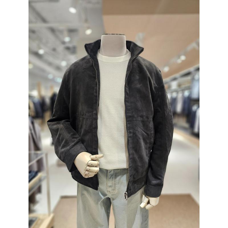 [坡州店] [AND Z()] カーキ色 人工スエード ハイネックジャンパー (BZG1JJ1101)