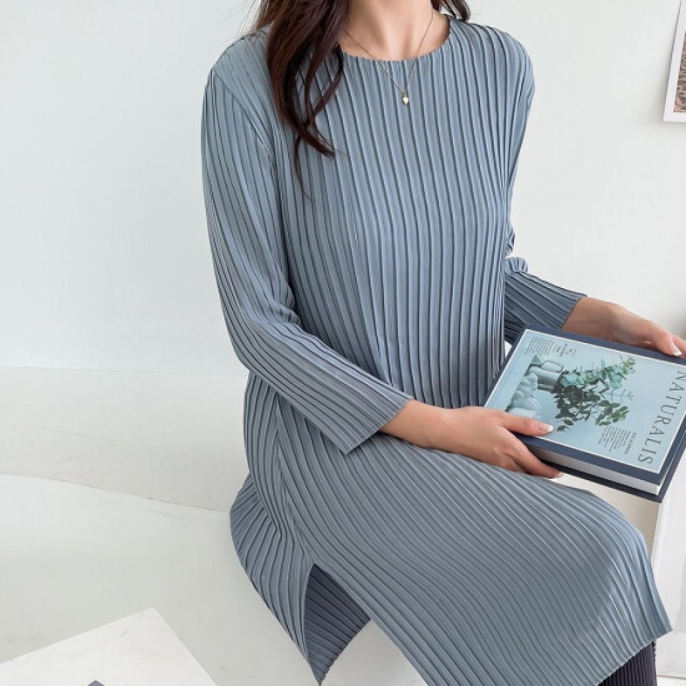 ショップアン レディース ルーズフィット ラウンドネック 春の 長袖 Tシャツ チャコール BLE-WSH-2943