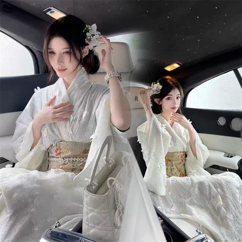 日本伝統 × レース 改良浴衣 優しい雰囲気 お嬢様写真衣装 花火大会必携