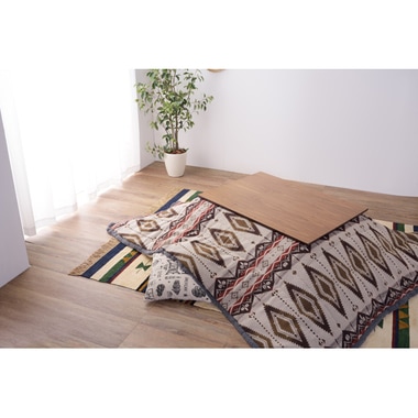 KK-150 こたつ布団 長方形 オルテガ柄 薄掛け うす掛けタイプ コタツ掛けふとん上掛けボア炬燵