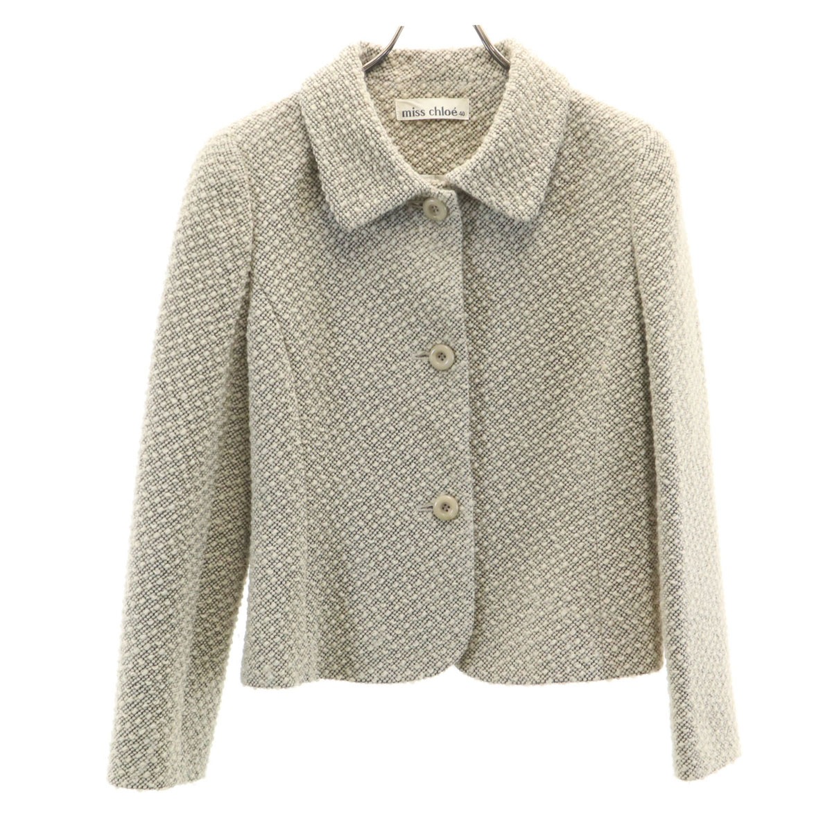 miss chloe ミスクロエ ファンシーツイード ジャケット 40 ベージュ レディース 古着