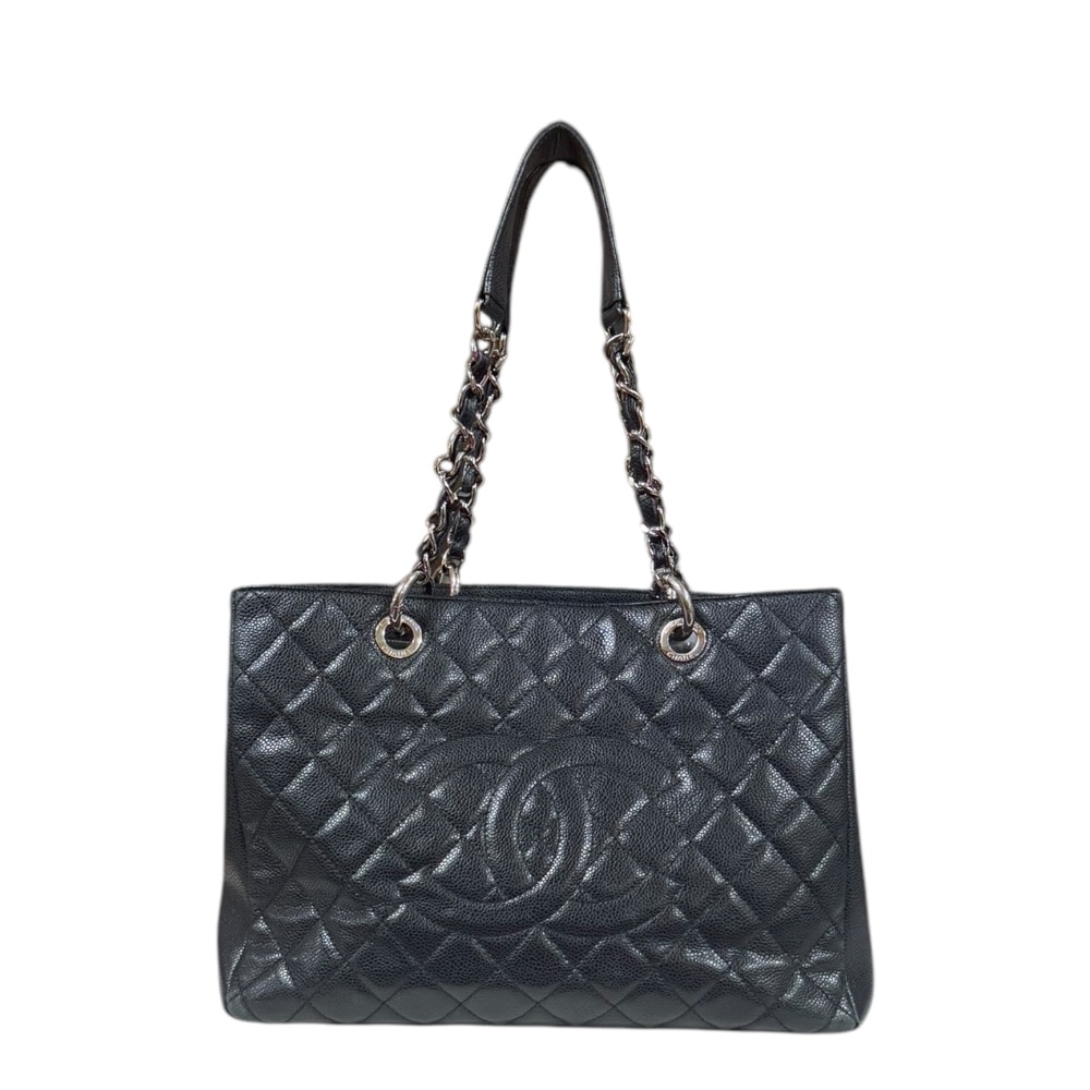 シャネル GSTトート マトラッセ トートバッグ キャビアスキン A50995 ブラック CHANEL 中古