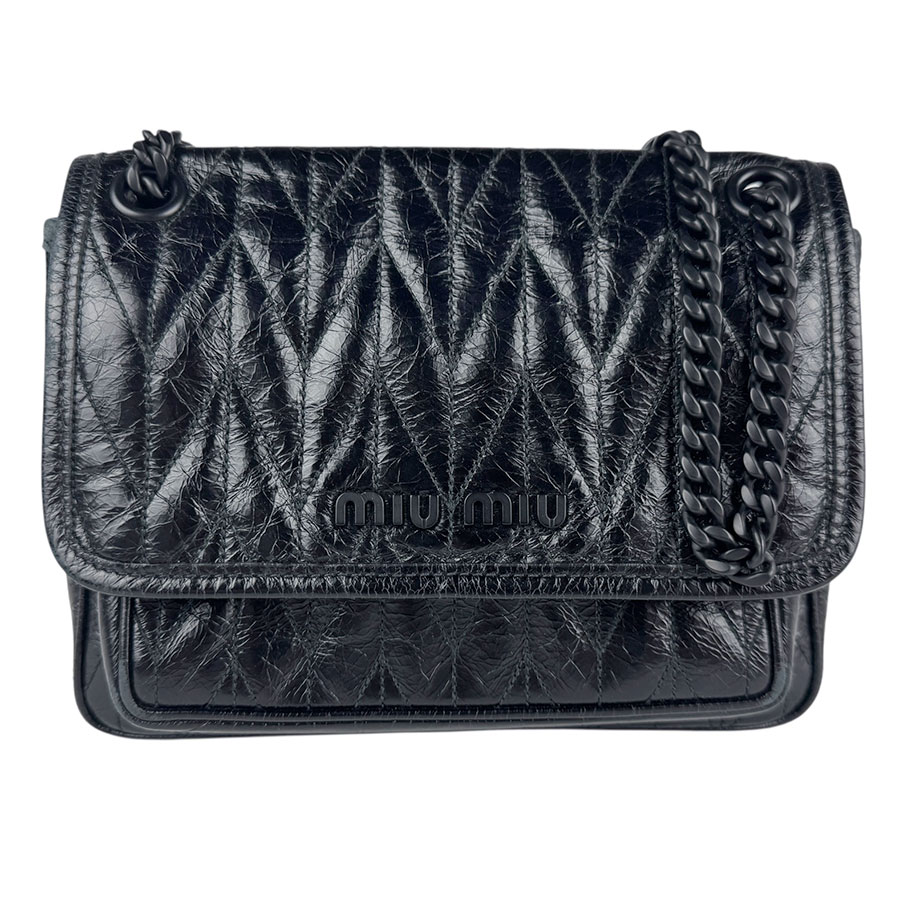 ミュウミュウ MIUMIU ショルダーバッグ レザー ブラック レディース z5734