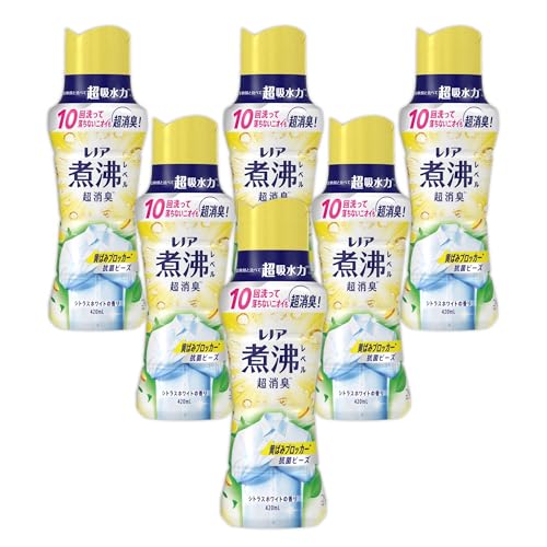 Lenor レノア 煮沸レベル超消臭 抗菌ビーズ 黄ばみブロッカー シトラスホワイトの香り 本体 420mL×6本 [ケース品] 柔軟剤と一緒に